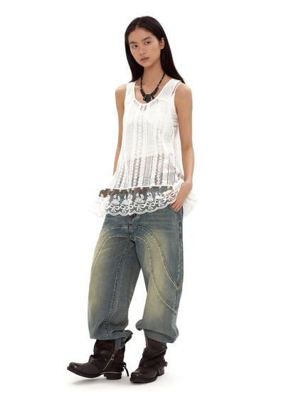 White Lace Bralette Layering Vest With Bow