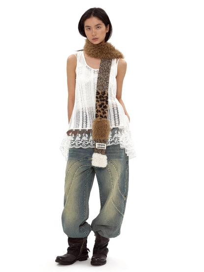 White Lace Bralette Layering Vest With Bow