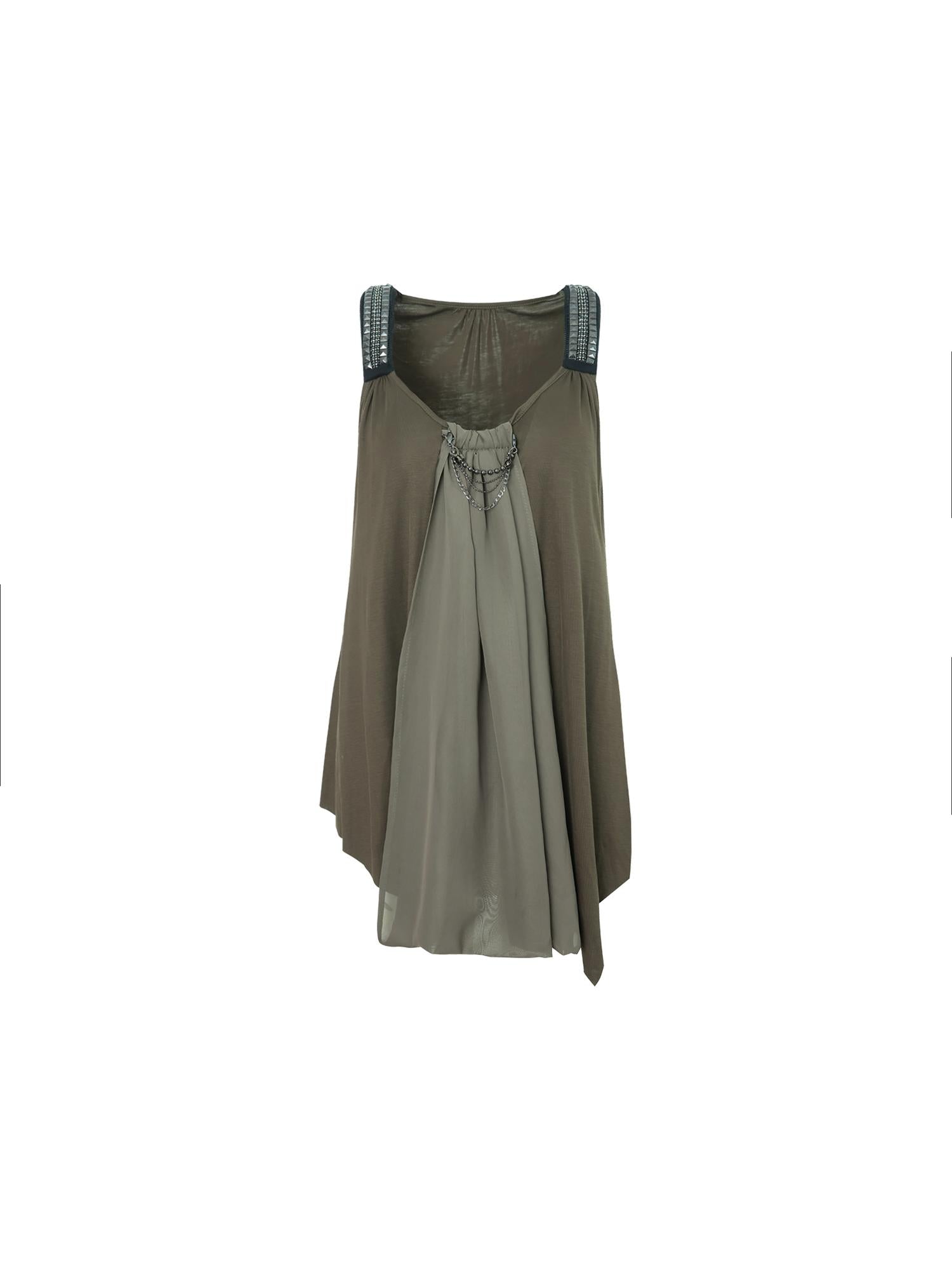 DoublePunch Punk Metal Trim Loose A-Line Baby Vest With Dangling Collar