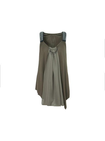 DoublePunch Punk Metal Trim Loose A-Line Baby Vest With Dangling Collar
