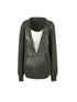 Oversized Hooded Zip-Up Batwing Sweatshirt With Lace Detail