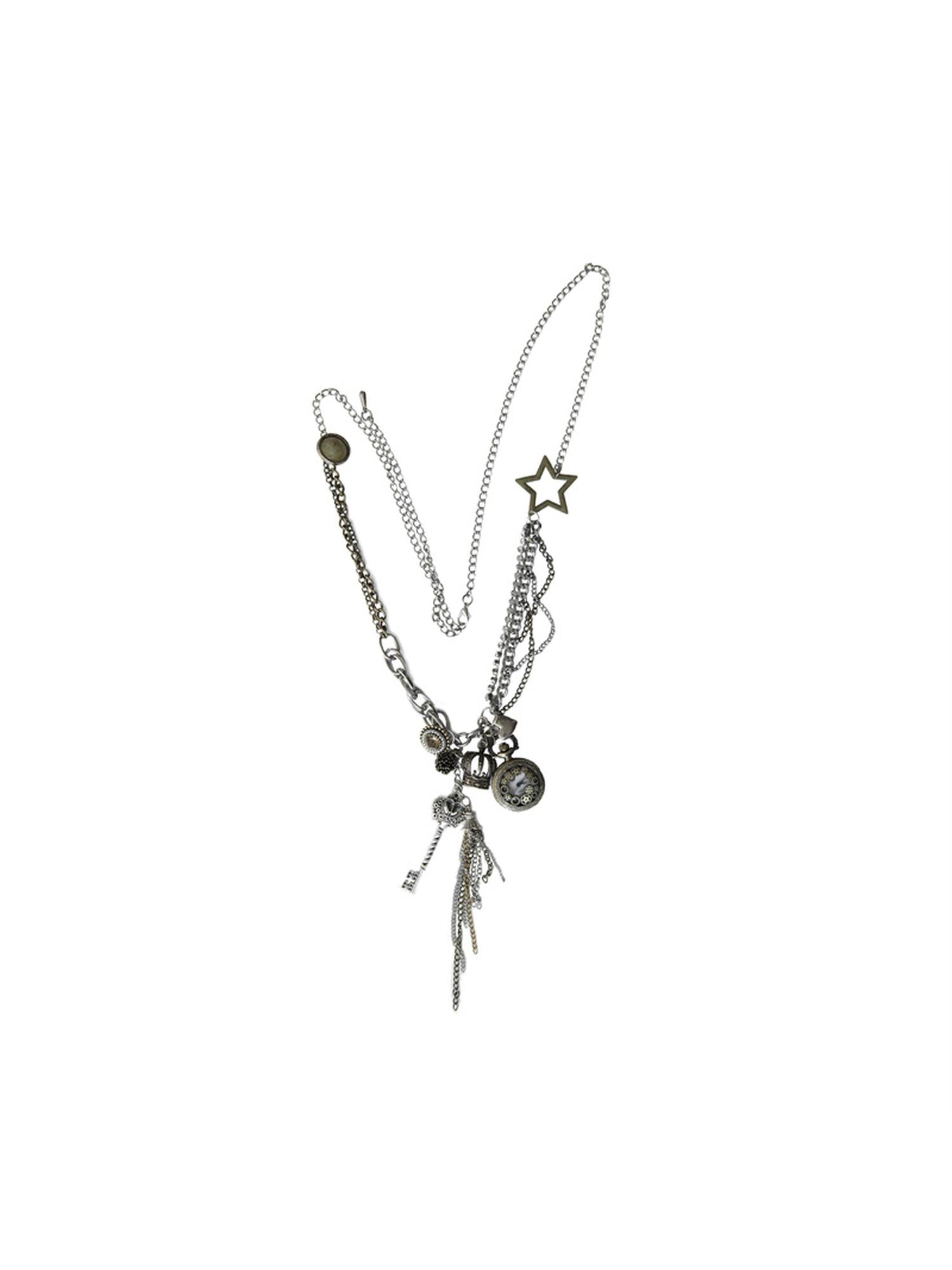 NO ROMANCE Vintage Steampunk Distressed Button Necklace Waist Chain