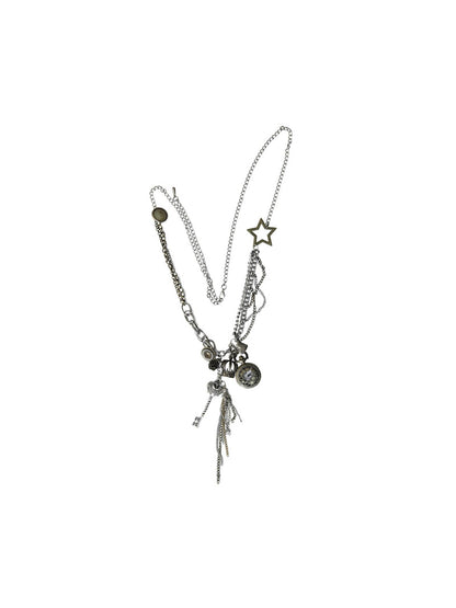 NO ROMANCE Vintage Steampunk Distressed Button Necklace Waist Chain