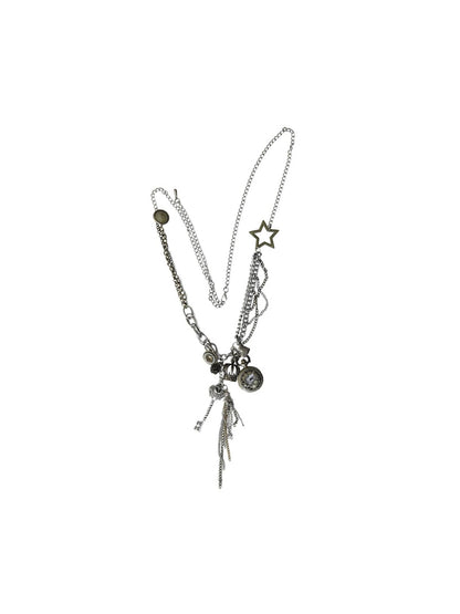 Vintage Steampunk Distressed Button Necklace Waist Chain
