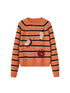 Retro Apple Embroidered Striped Mohair Sweater