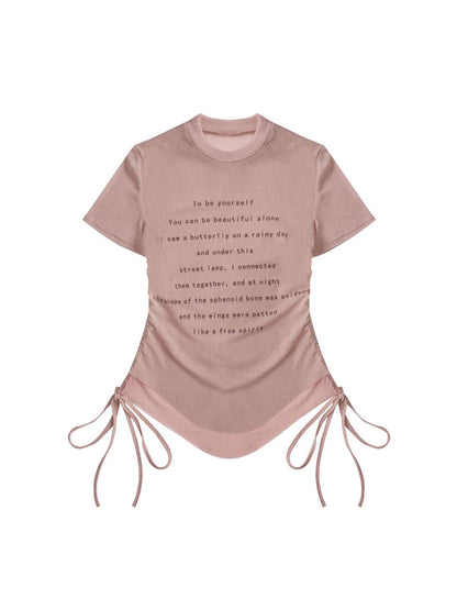 WSW WUSHENWU Adjustable Flash Print Stretch Mesh Top With Drawstring