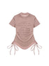 WSW WUSHENWU Adjustable Flash Print Stretch Mesh Top With Drawstring