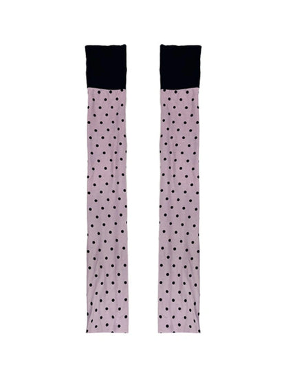 Gray Pink Knit Long Stacked Leg Warmers Socks