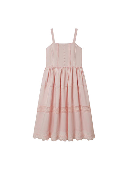 DIDDI MODA Lace Trimmed Square Neck A Line Sundress