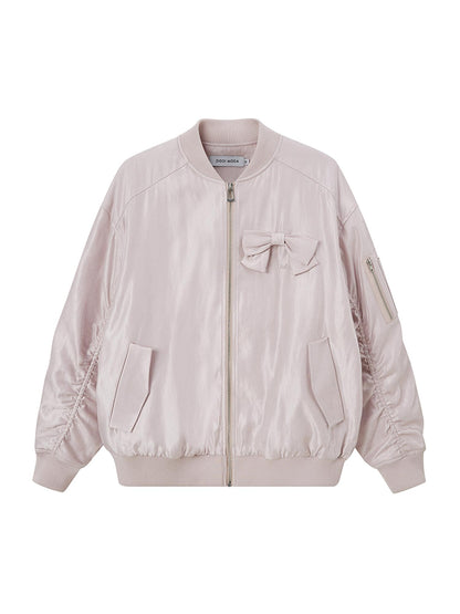 DIDDI MODA Vintage Bow Embroidered Baseball Jacket