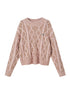 Geometric Cable Knit Wool Blend Sweater