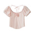 DIDDI MODA Rose Pure Knit Top With Puff Sleeves And Square Neck