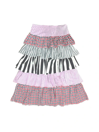 Pink Layered Striped Knit Tiered Cake Dresses