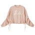 DIDDI MODA Ribbon Embroidered Cropped Sweatshirt With Stacked Sleeves
