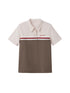 DIDDI MODA Colorblock Ribbed Polo Tee With Letter Print