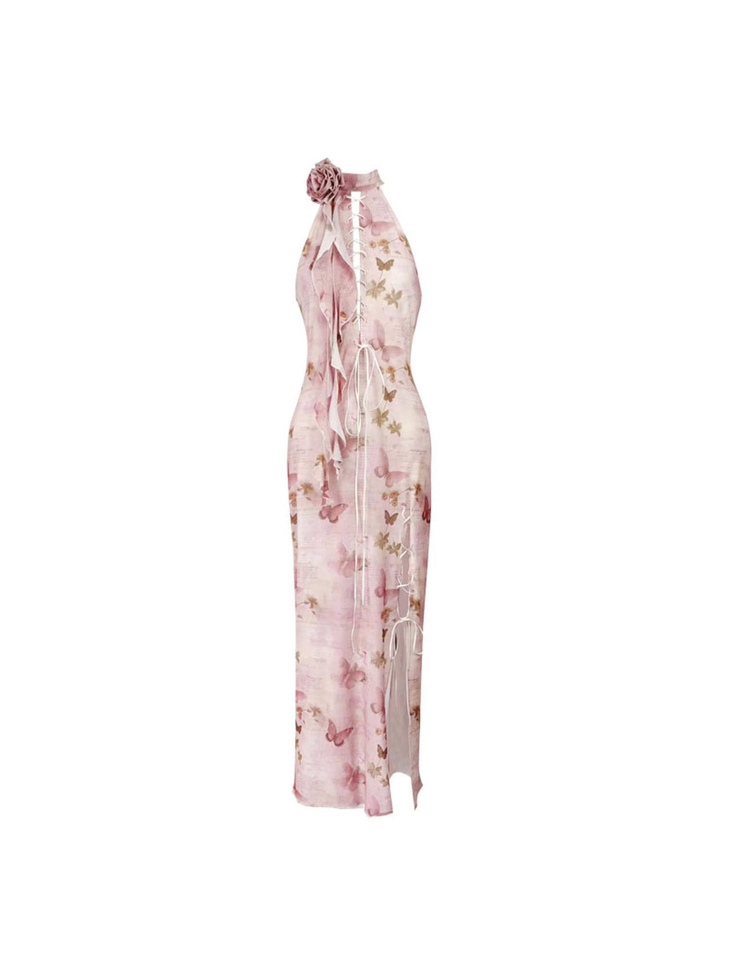 WSW WUSHENWU Elegant Floral Detachable Neckline Dress