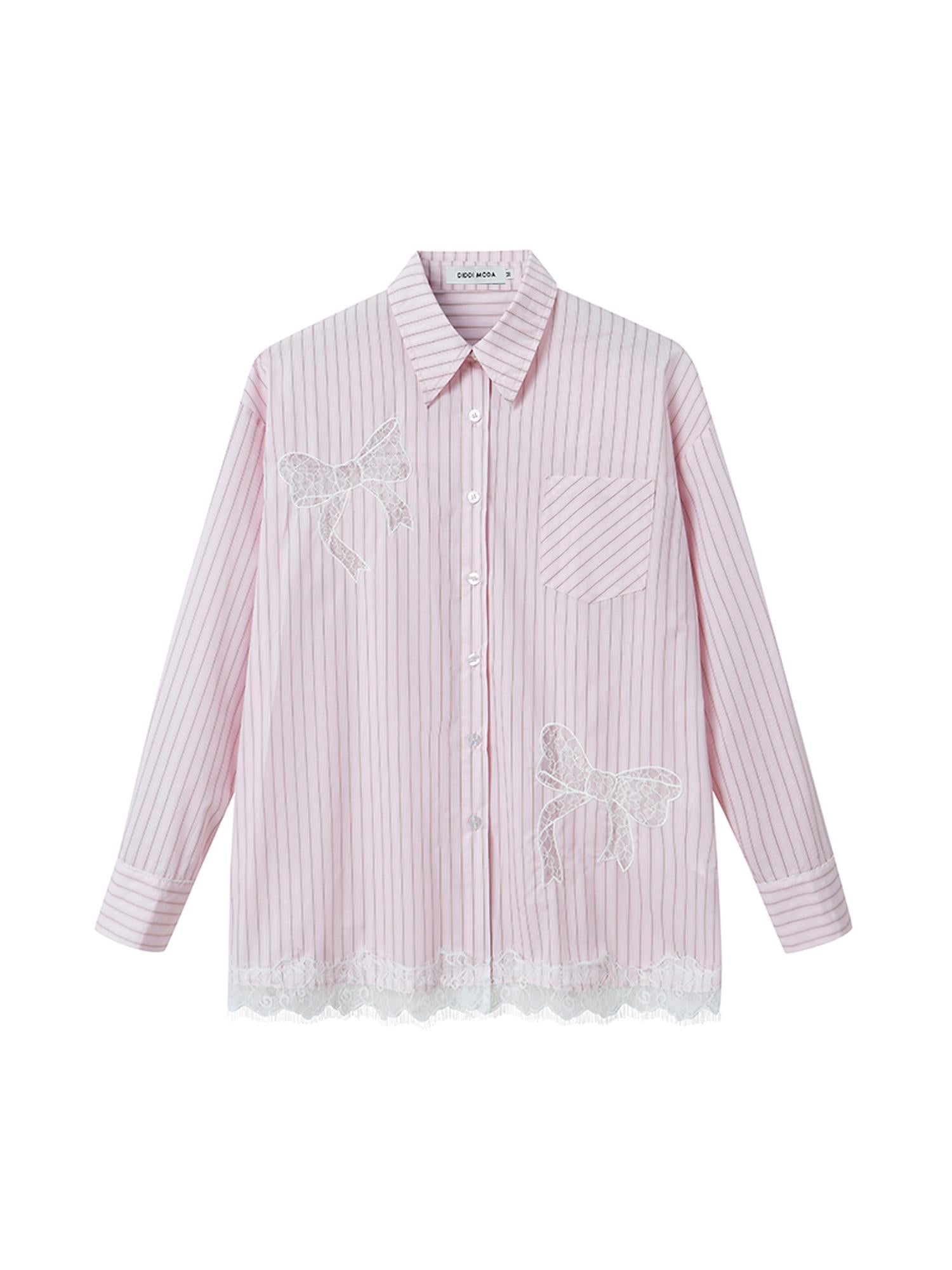 DIDDI MODA Sparkling Disco Embroidered Sweatshirt Asymmetrical Bow Shirt Set