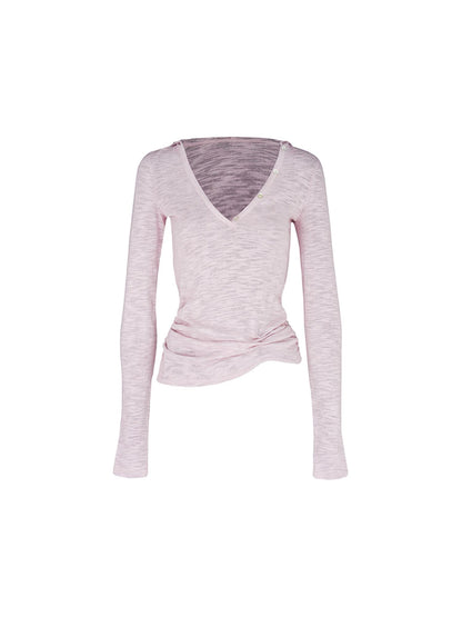 STRIKE A POSE Lazy V-Neck Hooded Long Sleeve Sunshade Top