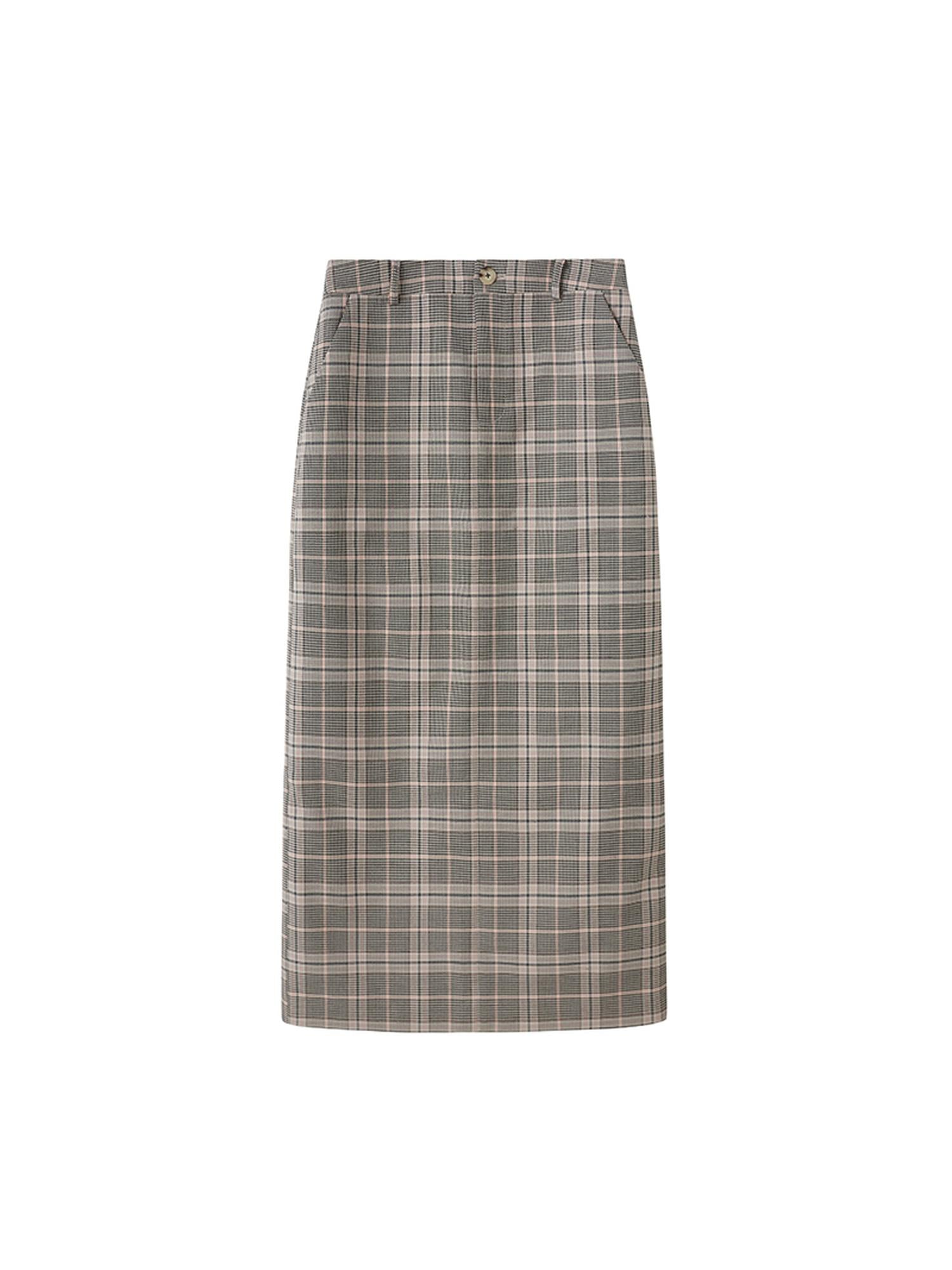 DIDDI MODA Plaid Bow Tie Bustier A Line Maxi Skirt Set