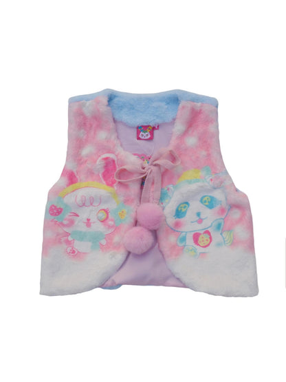 Frufru Gulu Strawberry Dream Pink Bunny Girl Lace Vest