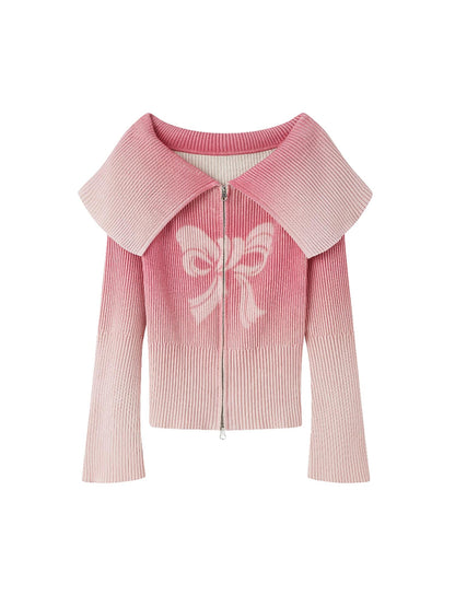 DIDDI MODA Sweet Rebel Bow Gradient Knit Cardigan