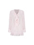 STRIKE A POSE Relaxed V-Neck Flowy Ruffle Stripe Blouse Shirt