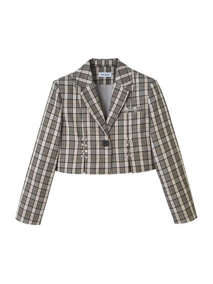 DIDDI MODA Vintage Plaid Schoolgirl Blazer Set