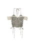 DIDDI MODA Retro Checkered Halter Set With Ruffled Skirt