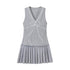 DIDDI MODA V Neck Lace Bow Ruffle Knit Dress Asymmetrical Tie Waist A Line Dress