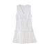 DIDDI MODA V Neck Lace Bow Ruffle Knit Dress Asymmetrical Tie Waist A Line Dress