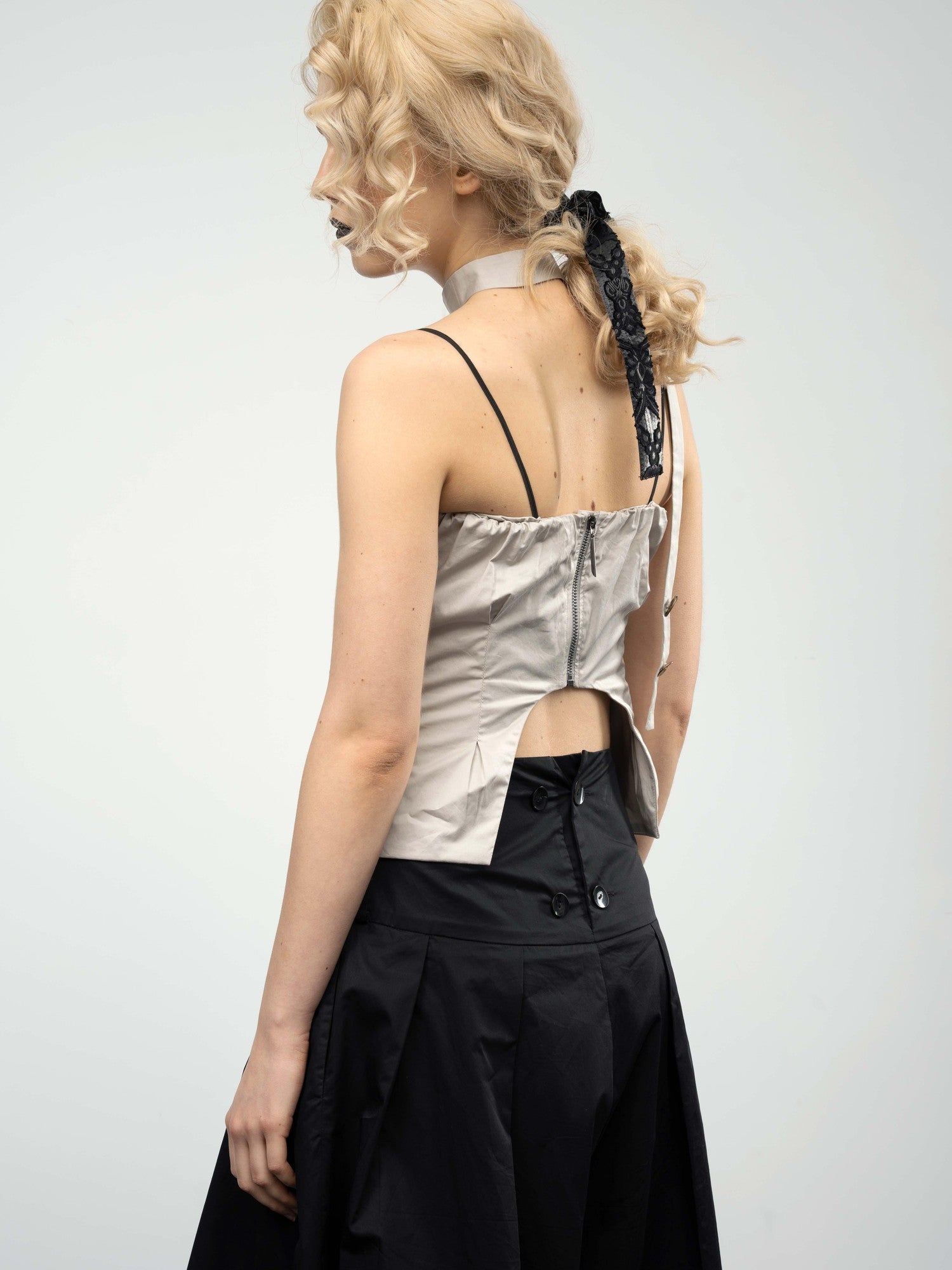 popoop Asymmetric Ruched Multiway Neck Tie Women&