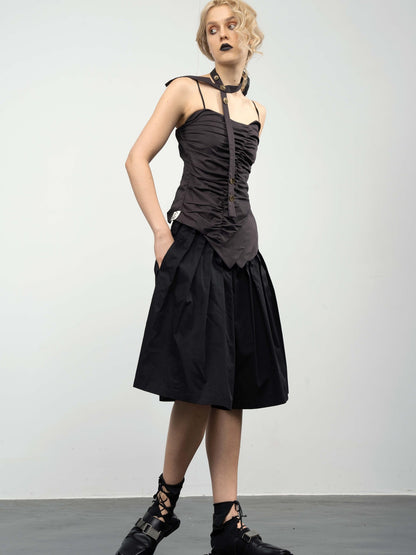 popoop Asymmetric Ruched Multiway Neck Tie Women&