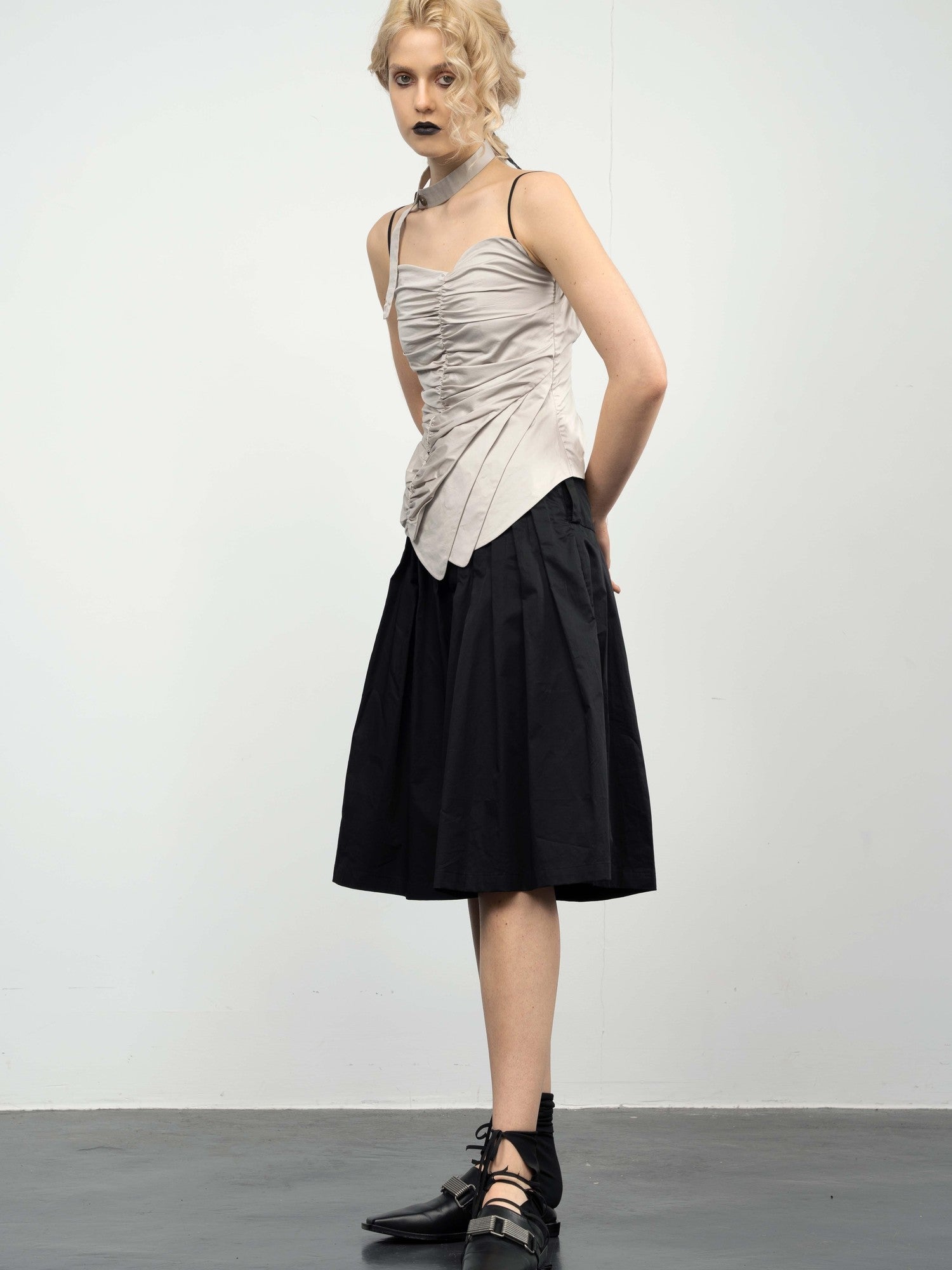 popoop Asymmetric Ruched Multiway Neck Tie Women&
