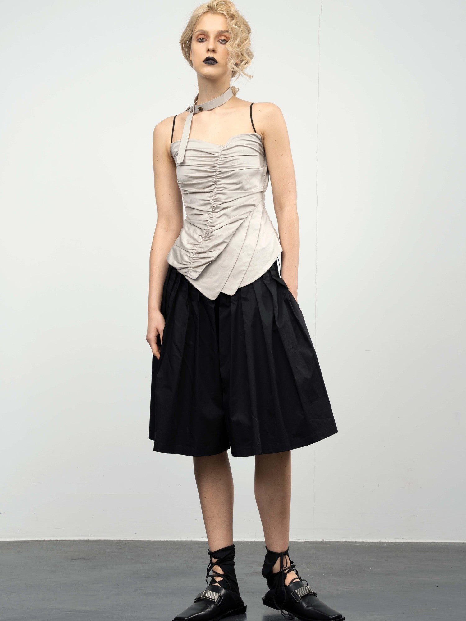 popoop Asymmetric Ruched Multiway Neck Tie Women&