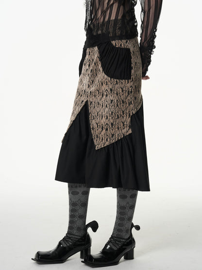 popoop Asymmetrical Jacquard Patchwork Fitted Hip Women&