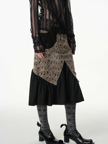 popoop Asymmetrical Jacquard Patchwork Fitted Hip Women&