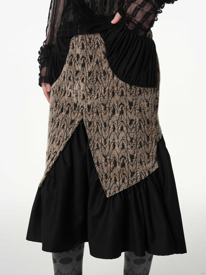 popoop Asymmetrical Jacquard Patchwork Fitted Hip Women&