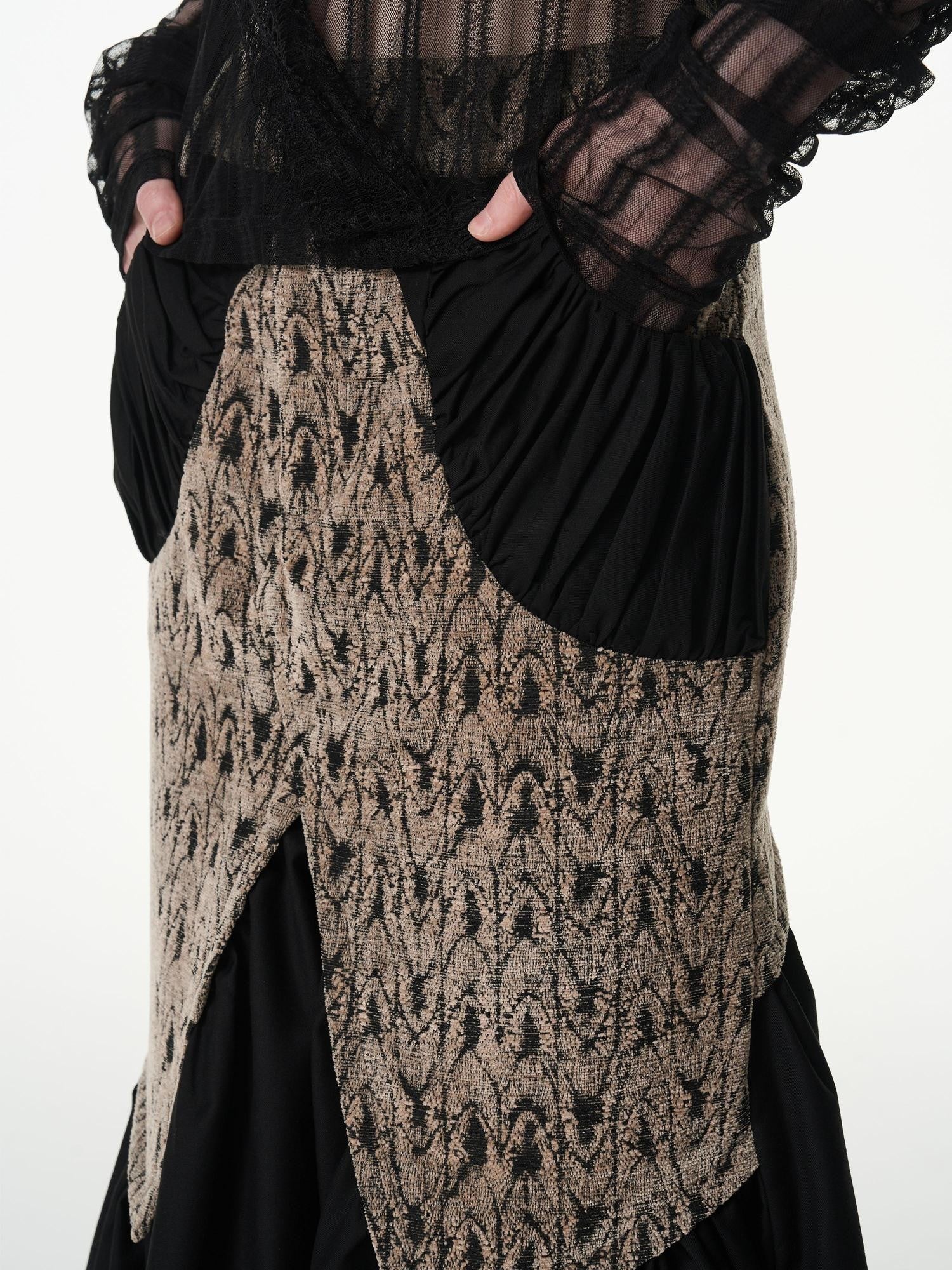 popoop Asymmetrical Jacquard Patchwork Fitted Hip Women&