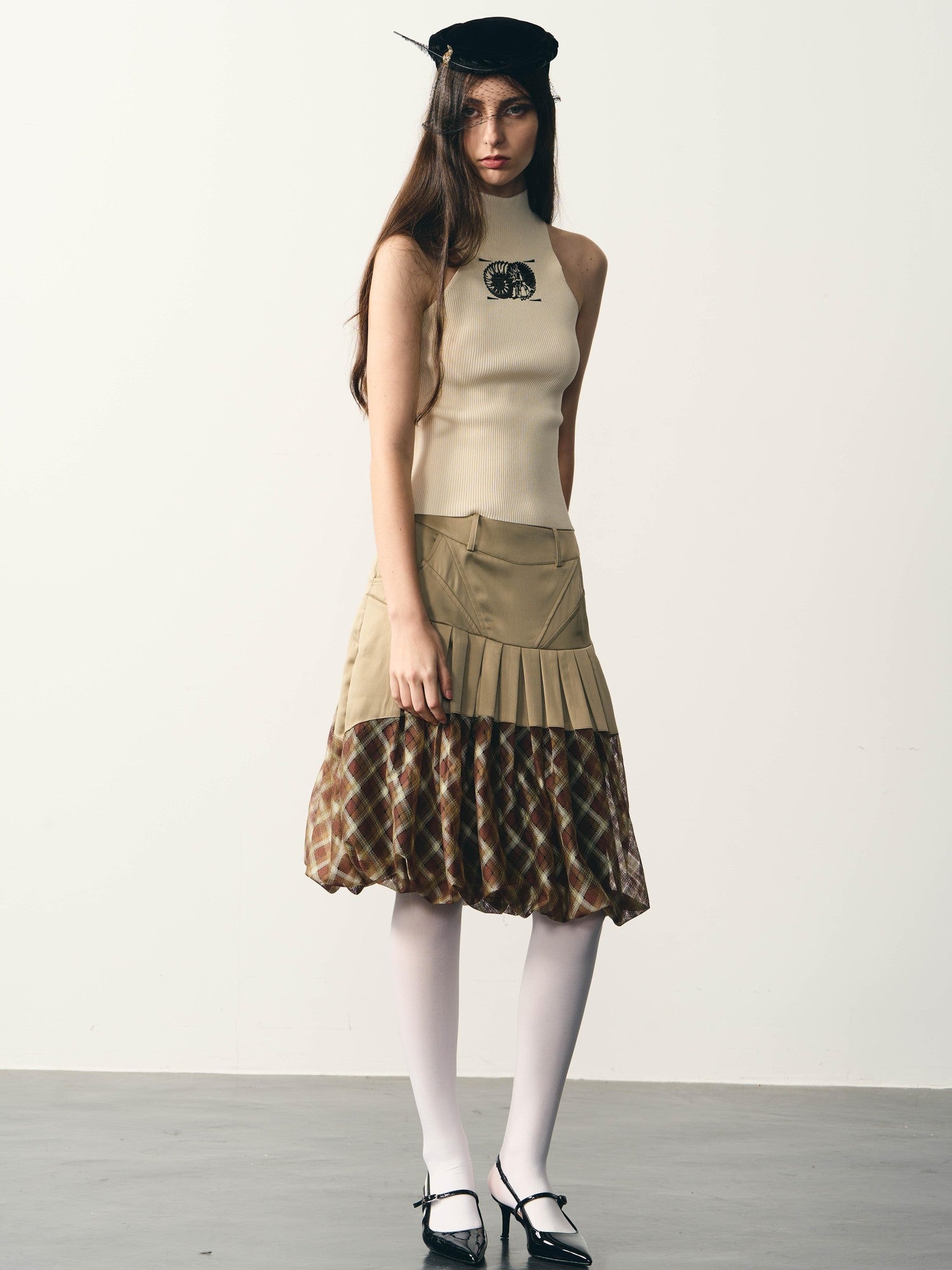 popoop Beige Slim Metallic Texture Heat Transfer Label Women&
