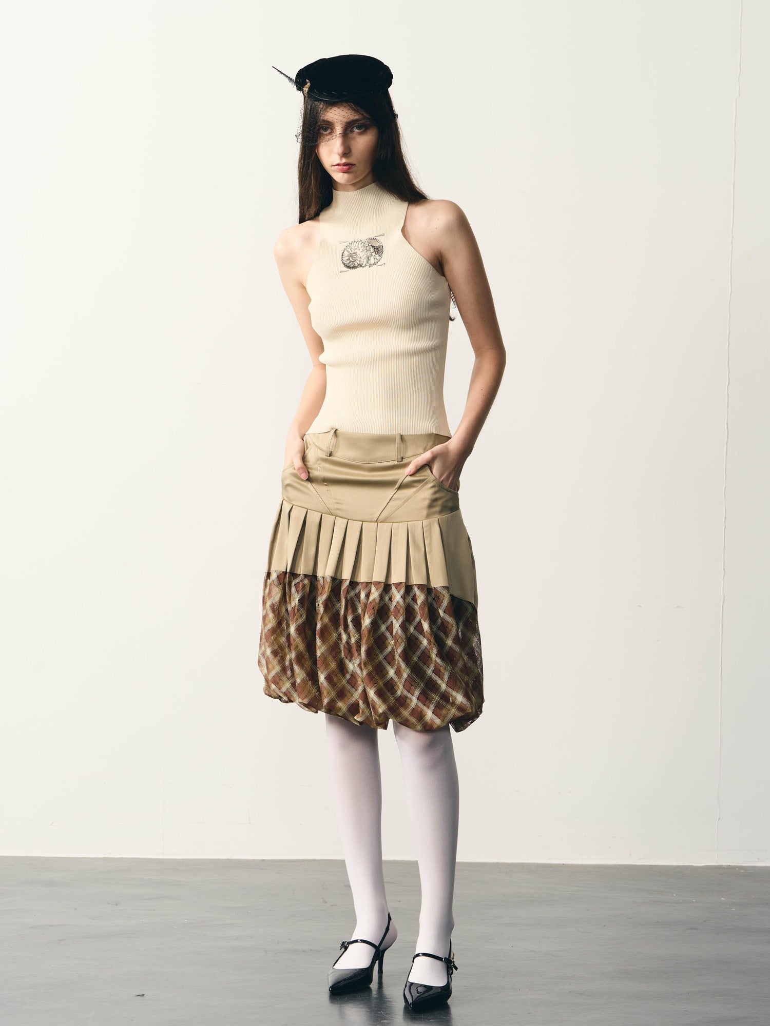 popoop Beige Slim Metallic Texture Heat Transfer Label Women&