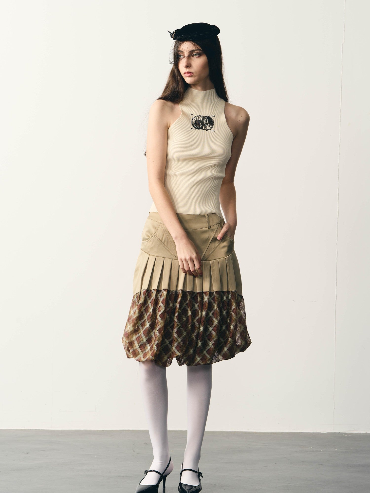 popoop Beige Slim Metallic Texture Heat Transfer Label Women&