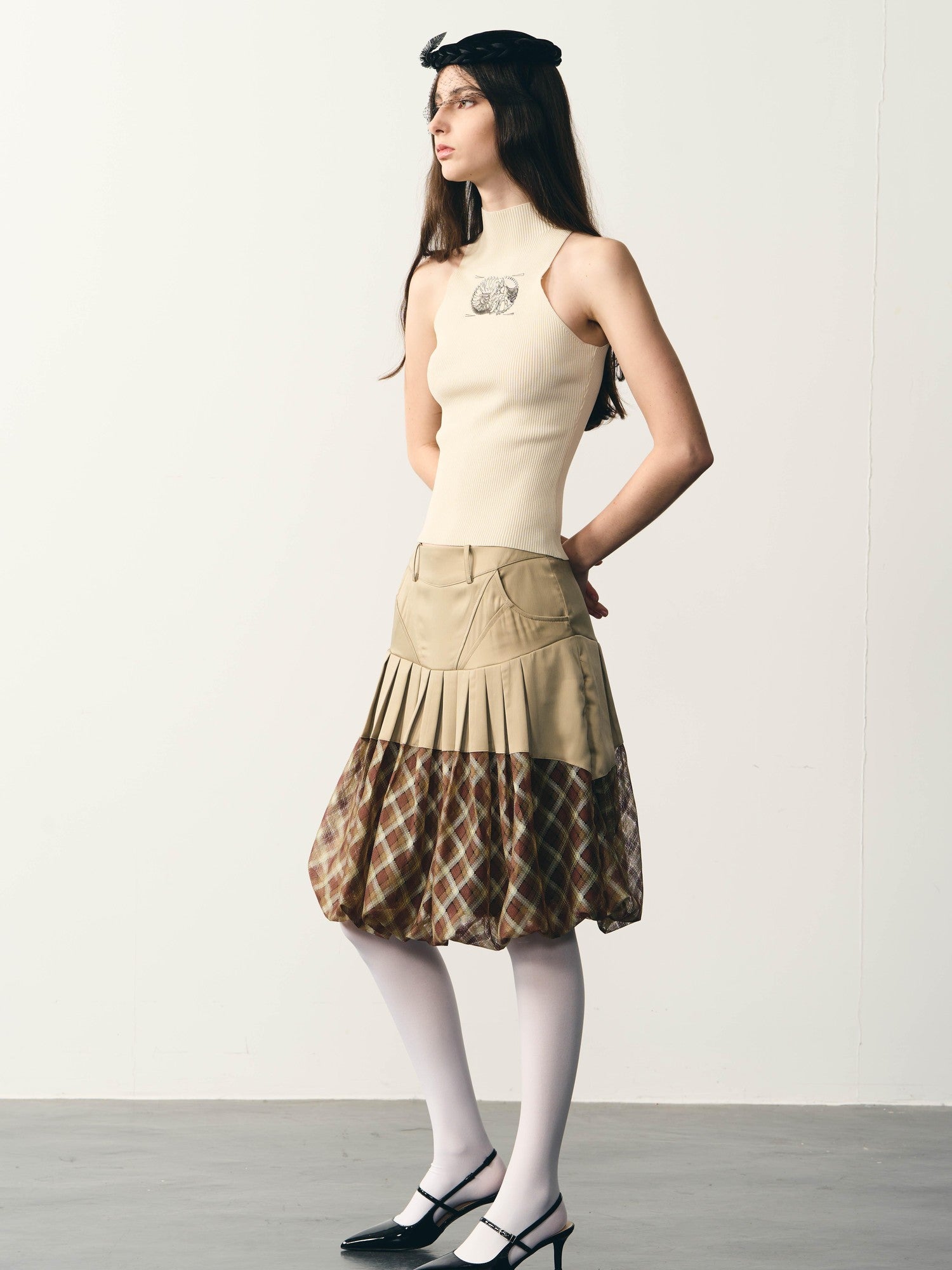 popoop Beige Slim Metallic Texture Heat Transfer Label Women&