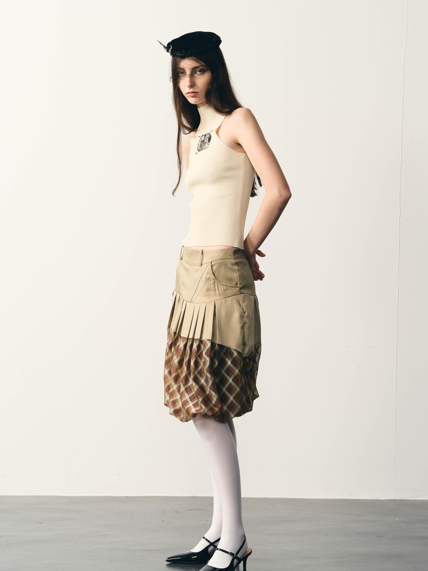 popoop Beige Slim Metallic Texture Heat Transfer Label Women&