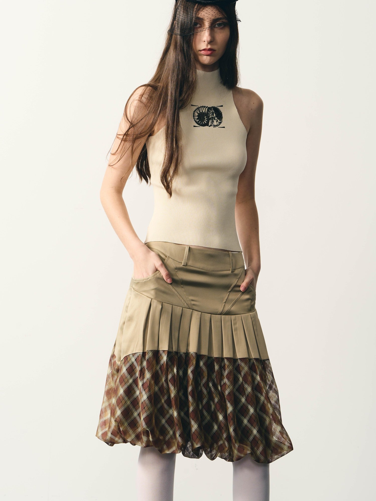 popoop Beige Slim Metallic Texture Heat Transfer Label Women&