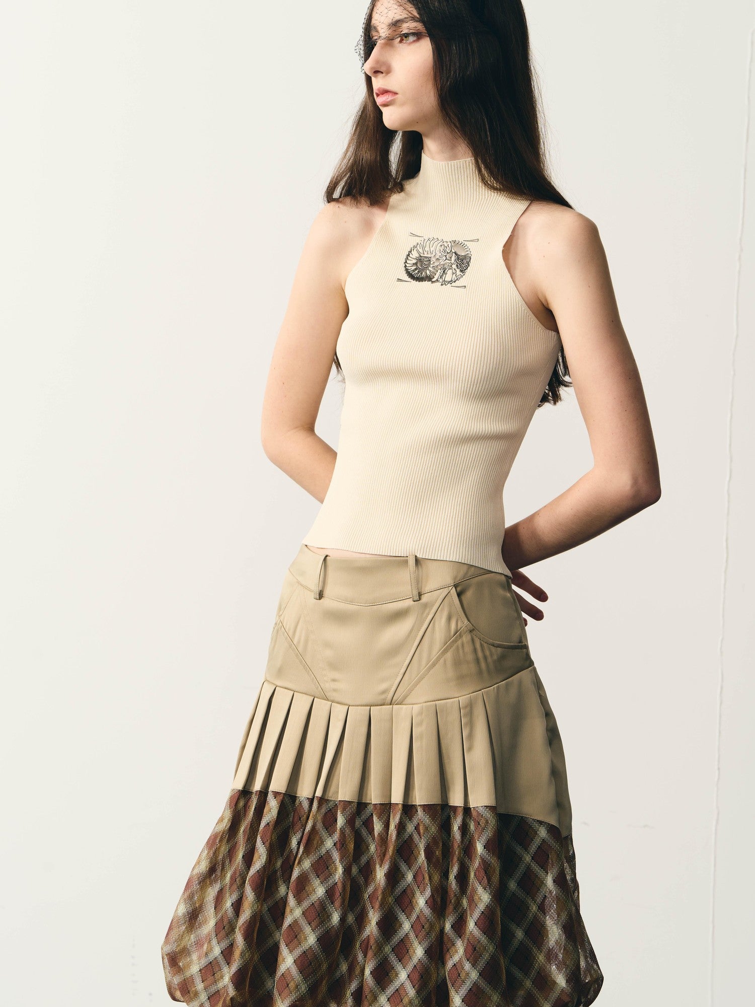 popoop Beige Slim Metallic Texture Heat Transfer Label Women&