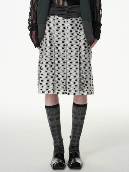 popoop Black And White Polka Dot Jacquard Patchwork Women&
