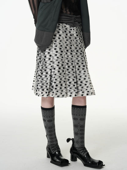 popoop Black And White Polka Dot Jacquard Patchwork Women&