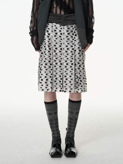 popoop Black And White Polka Dot Jacquard Patchwork Women&