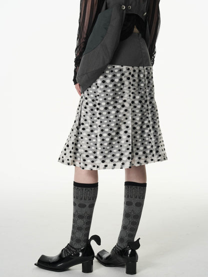 popoop Black And White Polka Dot Jacquard Patchwork Women&