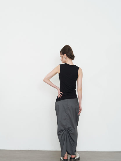 popoop Black Lace Ruched Asymmetrical Neckline Fitted Women&